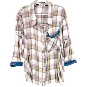 Intimately‎ Free People Fallin For Flannel Plaid Lounge Grunge Boho Shirt XS